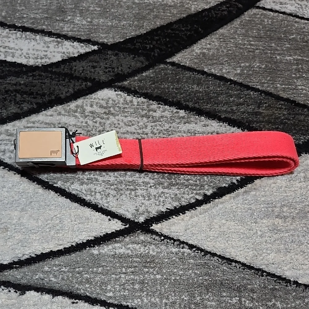WILL LEATHER GOODS RED WOVEN ADJUSTABLE LENGTH & METAL 